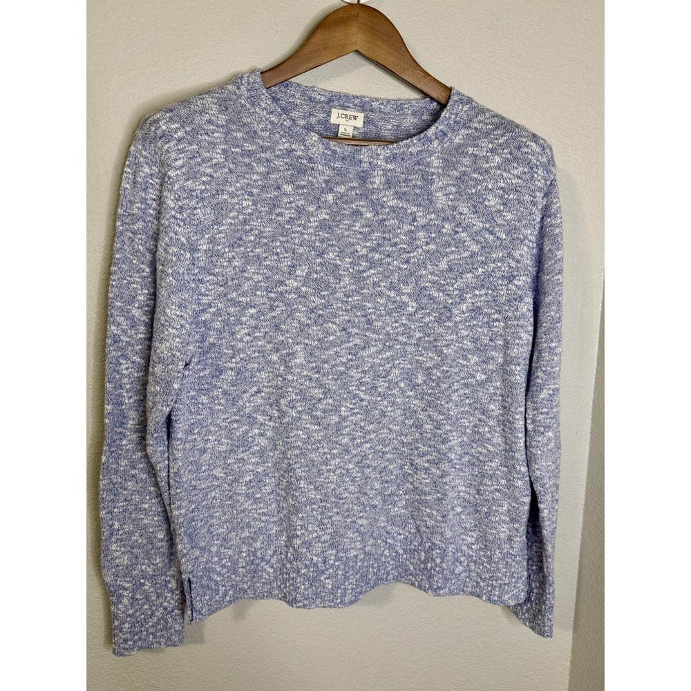J Crew Women Sweater Large Blue Cotton Blend Long Sleeve Knit Casual Pullover